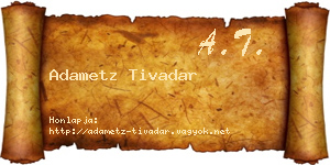 Adametz Tivadar névjegykártya